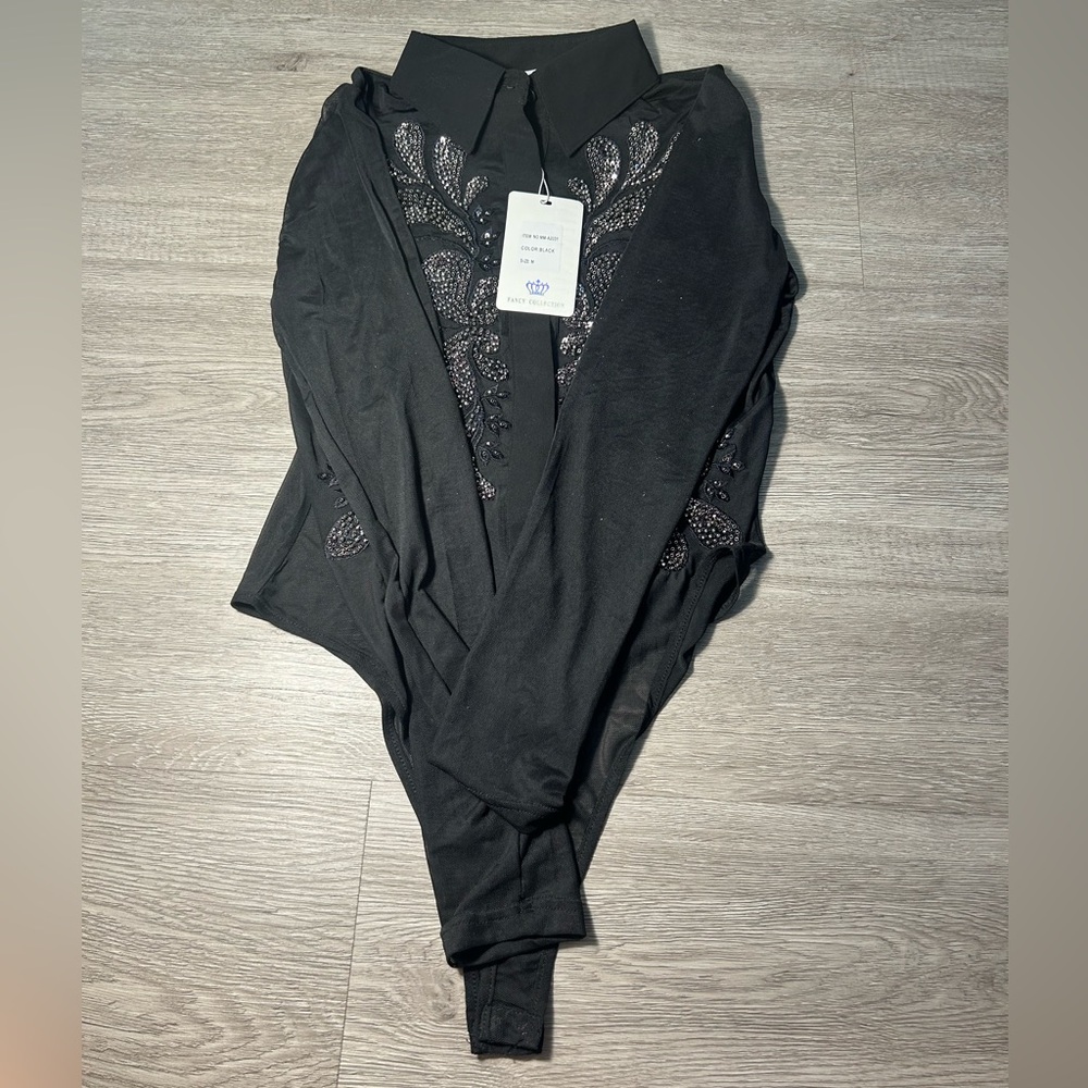 Elegant Black Embellished Women's Top